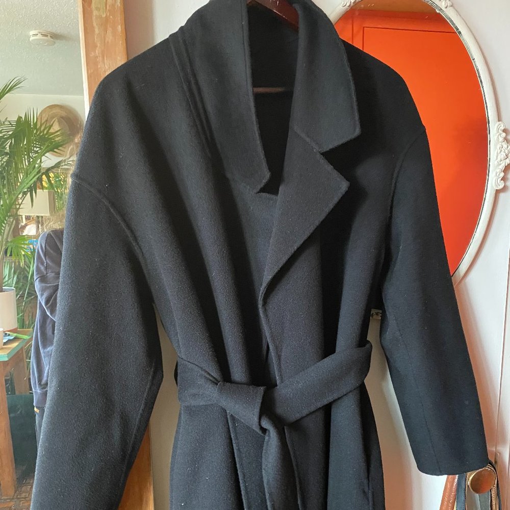 Great COS 100% Wool Car Coat/Duster in Black, Medium